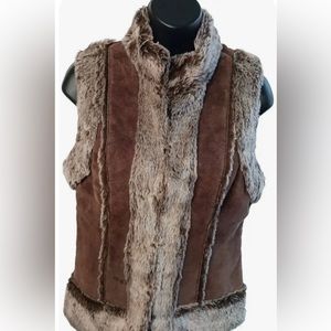 LAL Live A Little leather and faux fur vest.